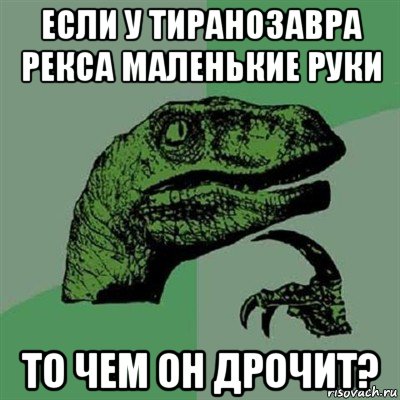 если у тиранозавра рекса маленькие руки то чем он дрочит?, Мем Филосораптор