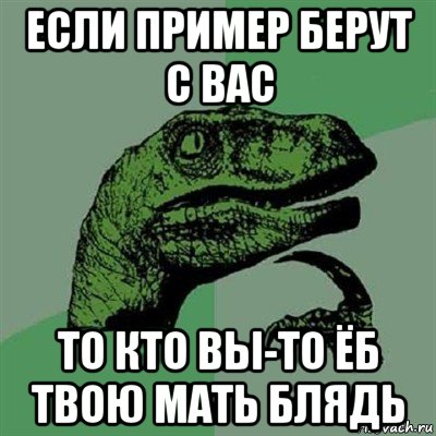 если пример берут с вас то кто вы-то ёб твою мать блядь, Мем Филосораптор