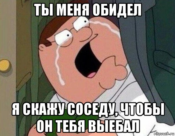 ты меня обидел я скажу соседу, чтобы он тебя выебал, Мем Гриффин плачет