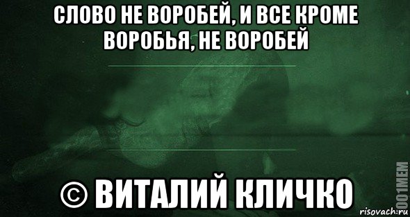 слово не воробей, и все кроме воробья, не воробей © виталий кличко