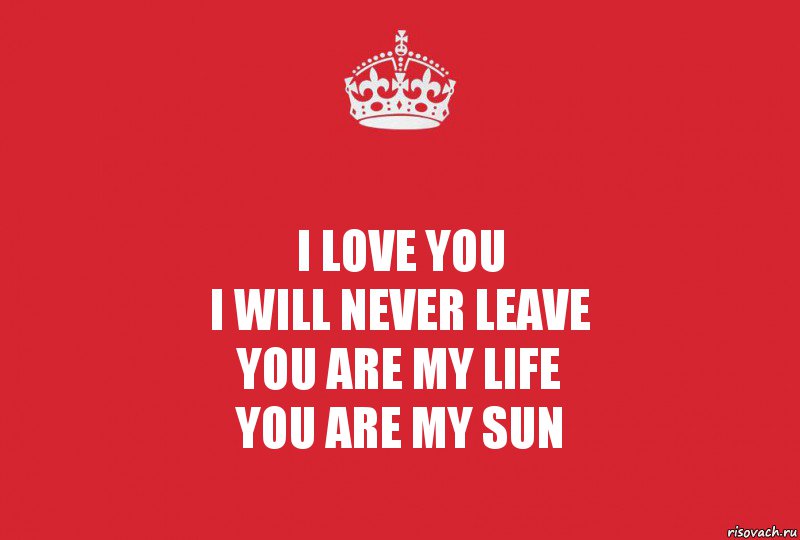 I love you
I will never leave
You are my life
You are my sun