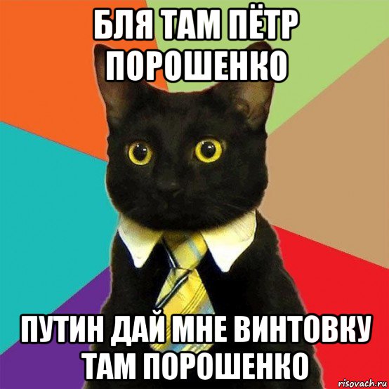 бля там пётр порошенко путин дай мне винтовку там порошенко, Мем  Кошечка