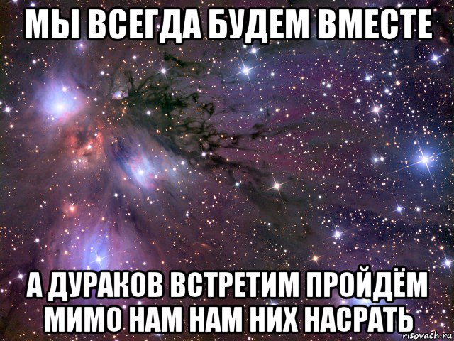 мы всегда будем вместе а дураков встретим пройдём мимо нам нам них насрать, Мем Космос