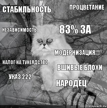 стабильность вшивые блохи 83% ЗА  налог на тунеядство процветание народец независимость указ 222 Модернизация, Комикс  кот безысходность