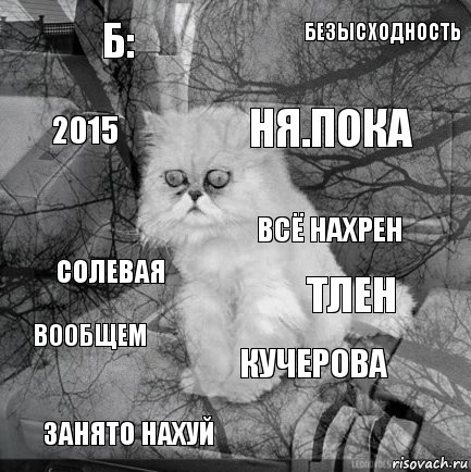 Б: ТЛЕН НЯ.ПОКА ЗАНЯТО НАХУЙ СОЛЕВАЯ БЕЗЫСХОДНОСТЬ КУЧЕРОВА 2015 ВООБЩЕМ ВСЁ НАХРЕН, Комикс  кот безысходность