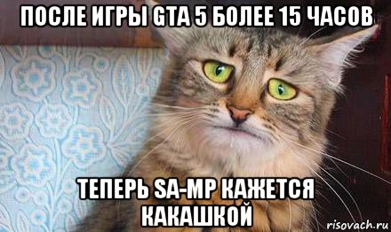 после игры gta 5 более 15 часов теперь sa-mp кажется какашкой, Мем  кот печаль