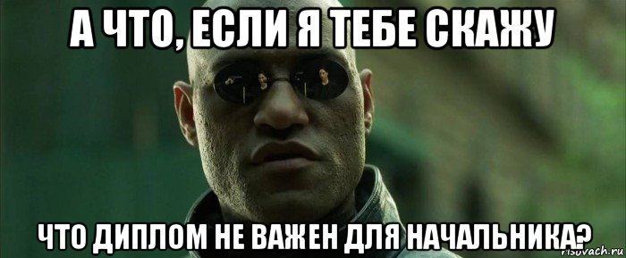 а что, если я тебе скажу что диплом не важен для начальника?, Мем  морфеус