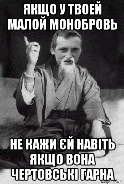 якщо у твоей малой монобровь не кажи єй навіть якщо вона чертовські гарна, Мем Мудрий паца