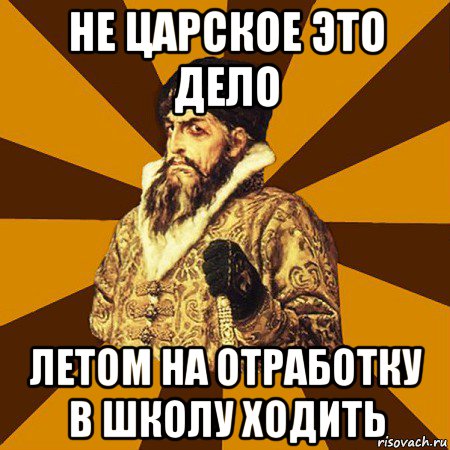 не царское это дело летом на отработку в школу ходить, Мем Не царское это дело