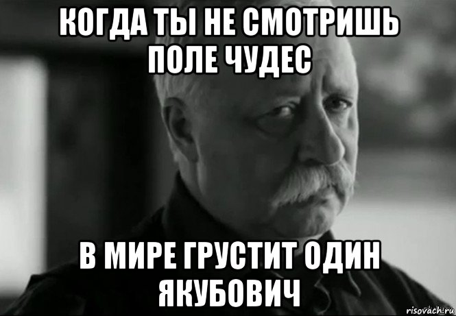 когда ты не смотришь поле чудес в мире грустит один якубович, Мем Не расстраивай Леонида Аркадьевича