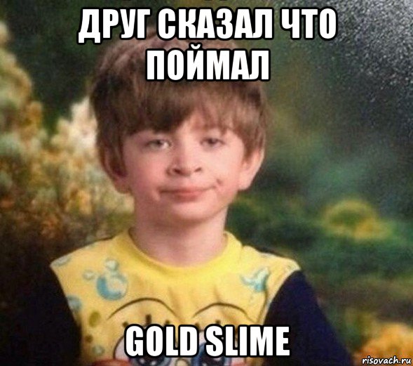 друг сказал что поймал gold slime, Мем Недовольный пацан