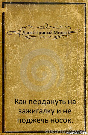 Даня&Гриша&Миша Как пердануть на зажигалку и не поджечь носок., Комикс обложка книги