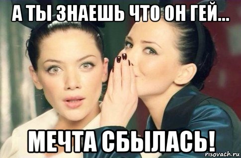 а ты знаешь что он гей... мечта сбылась!, Мем  Он