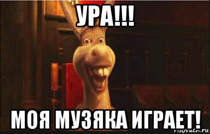 ура!!! моя музяка играет!, Мем Осел из Шрека