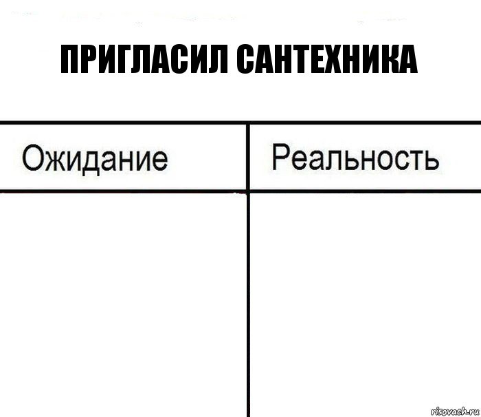 пригласил сантехника  , Комикс  Ожидание - реальность