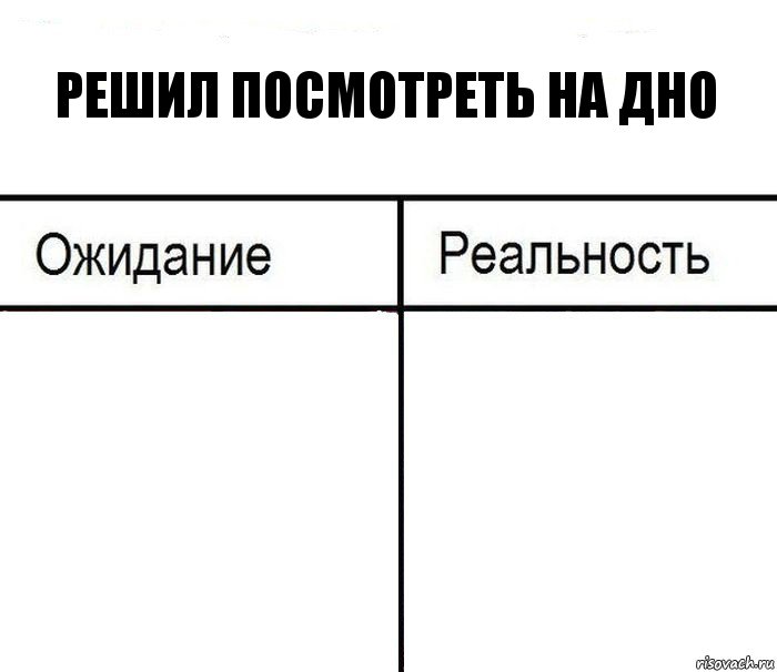 Решил посмотреть на дно  , Комикс  Ожидание - реальность