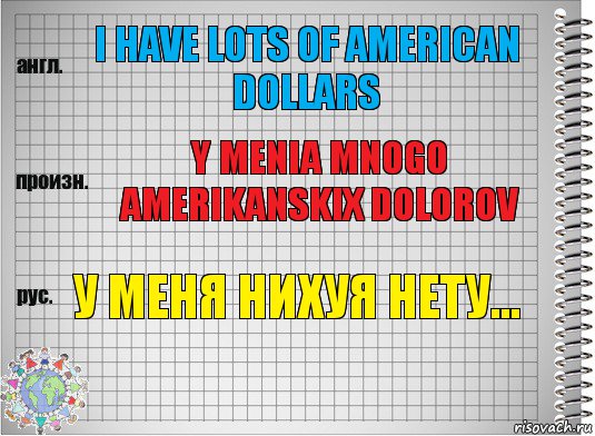 I HAVE LOTS OF AMERICAN DOLLARS Y Menia Mnogo Amerikanskix Dolorov У меня нихуя нету..., Комикс  Перевод с английского