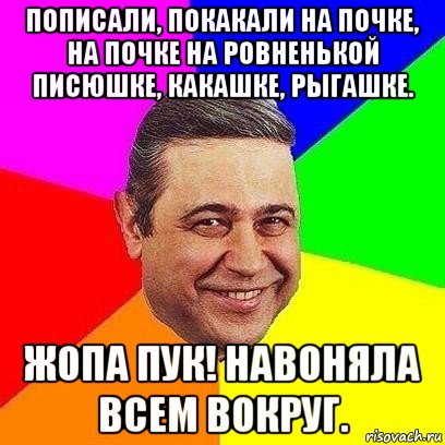 пописали, покакали на почке, на почке на ровненькой писюшке, какашке, рыгашке. жопа пук! навоняла всем вокруг., Мем Петросяныч