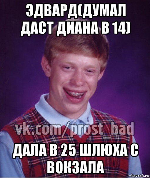 эдвард(думал даст диана в 14) дала в 25 шлюха с вокзала, Мем Прост Неудачник