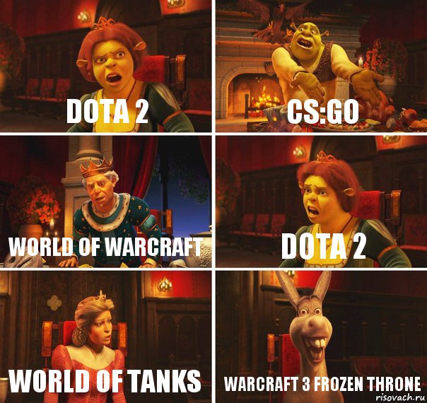 Dota 2 CS:GO World of Warcraft Dota 2 World of Tanks Warcraft 3 Frozen Throne, Комикс  Шрек Фиона Гарольд Осел