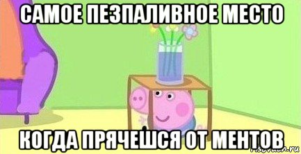 самое пезпаливное место когда прячешся от ментов, Мем  Свинка пеппа под столом