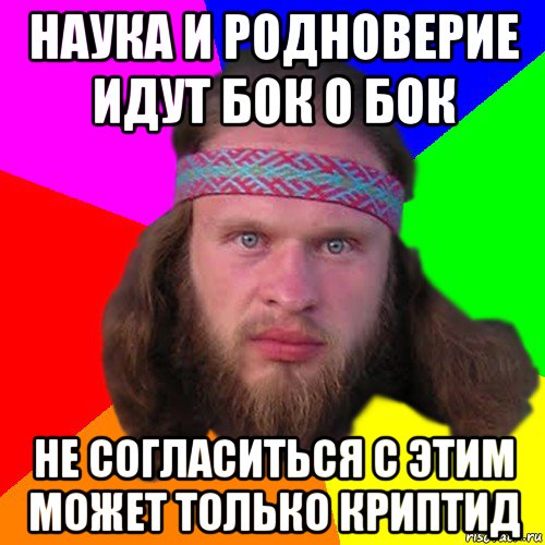 наука и родноверие идут бок о бок не согласиться с этим может только криптид, Мем Типичный долбослав