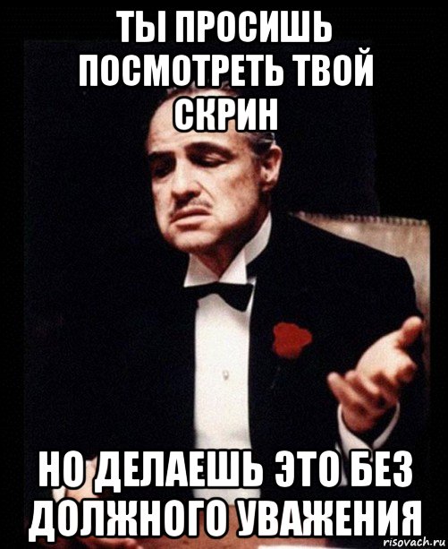 ты просишь посмотреть твой скрин но делаешь это без должного уважения, Мем ты делаешь это без уважения