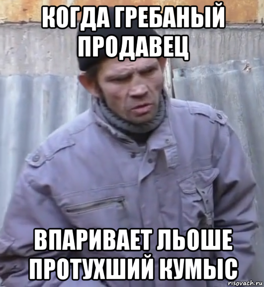 когда гребаный продавец впаривает льоше протухший кумыс, Мем  Ты втираешь мне какую то дичь