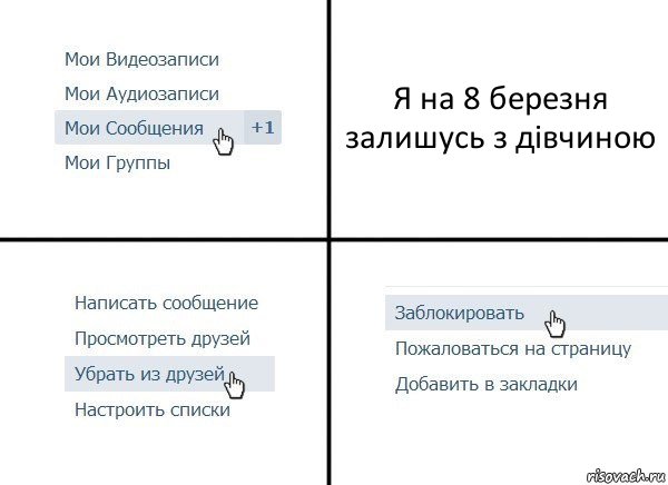 Я на 8 березня залишусь з дівчиною, Комикс  Удалить из друзей