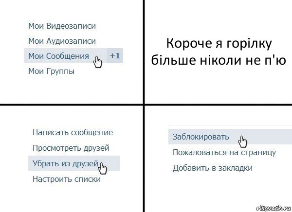 Короче я горілку більше ніколи не п'ю, Комикс  Удалить из друзей