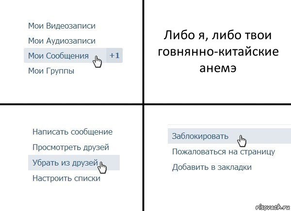 Либо я, либо твои говнянно-китайские анемэ, Комикс  Удалить из друзей