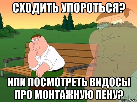 сходить упороться? или посмотреть видосы про монтажную пену?, Мем Задумчивый Гриффин