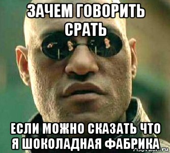 зачем говорить срать если можно сказать что я шоколадная фабрика, Мем  а что если я скажу тебе