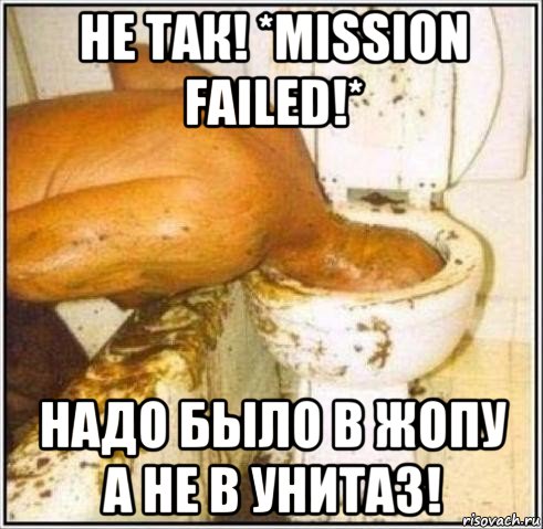 не так! *mission failed!* надо было в жопу а не в унитаз!, Мем Дайвер