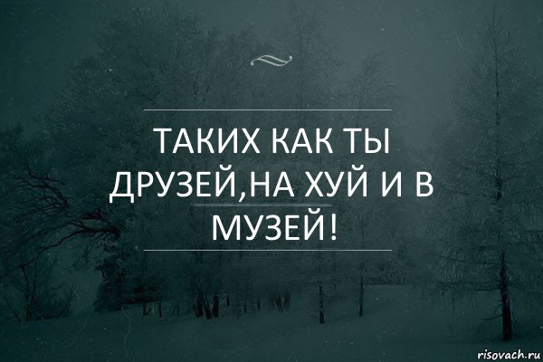 ТАКИХ КАК ТЫ ДРУЗЕЙ,НА ХУЙ И В МУЗЕЙ!