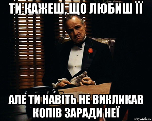 ти кажеш, що любиш її але ти навіть не викликав копів заради неї, Мем Дон Вито Корлеоне