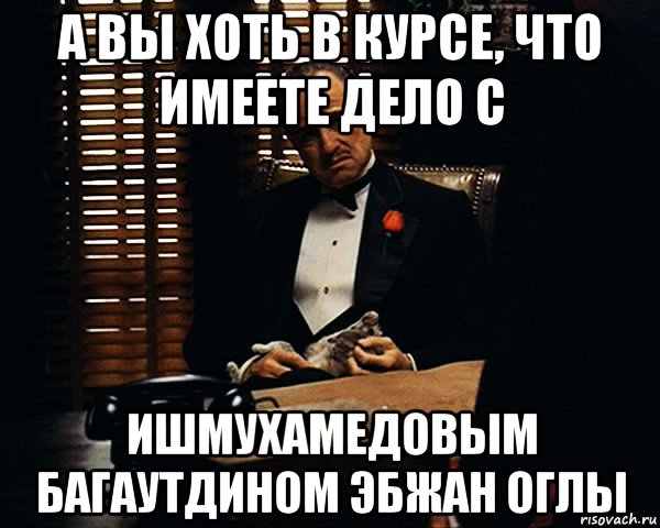 а вы хоть в курсе, что имеете дело с ишмухамедовым багаутдином эбжан оглы, Мем Дон Вито Корлеоне