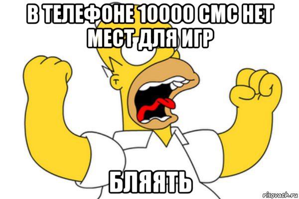 в телефоне 10000 смс нет мест для игр бляять, Мем Разъяренный Гомер