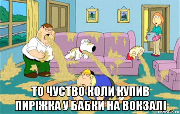  то чуство коли купив пиріжка у бабки на вокзалі, Мем Гриффины блюют