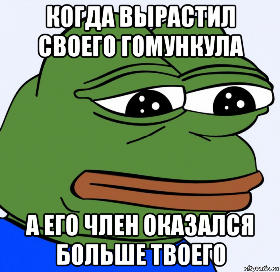 когда вырастил своего гомункула а его член оказался больше твоего, Мем Грустная лягушка