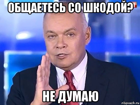 общаетесь со шкодой? не думаю, Мем Киселёв 2014