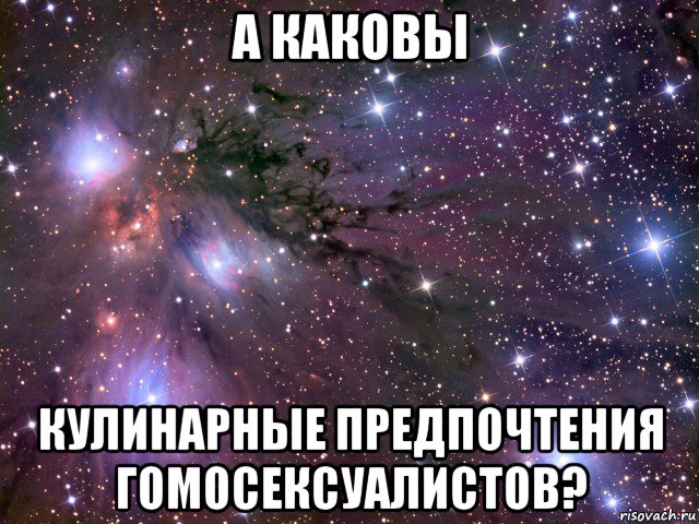 а каковы кулинарные предпочтения гомосексуалистов?, Мем Космос