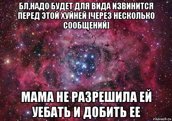 бл,надо будет для вида извинится перед этой хуйней [через несколько сообщений] мама не разрешила ей уебать и добить ее, Мем Ты просто космос