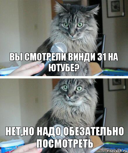 Вы смотрели Винди 31 на ютубе? Нет,но надо обезательно посмотреть, Комикс  кот с микрофоном