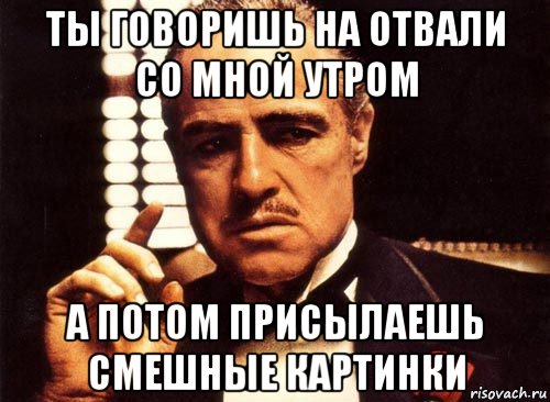 ты говоришь на отвали со мной утром а потом присылаешь смешные картинки, Мем крестный отец