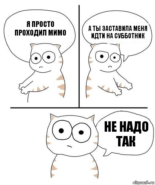 я просто проходил мимо а ты заставила меня идти на субботник не надо так, Комикс Не надо так кот