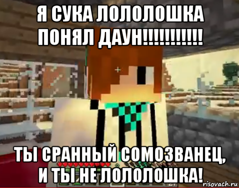 я сука лололошка понял даун!!!!!!!!!!! ты сранный сомозванец, и ты не лололошка!, Мем лолололошка