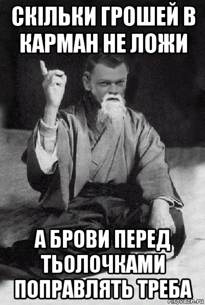 скільки грошей в карман не ложи а брови перед тьолочками поправлять треба, Мем Мудрий Виталька