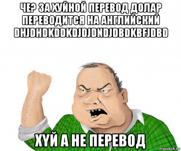 че? за хуйной перевод долар переводится на английский dhjdhdkddkdjdjdndjdbdkbfjdbd xyй а не перевод, Мем мужик