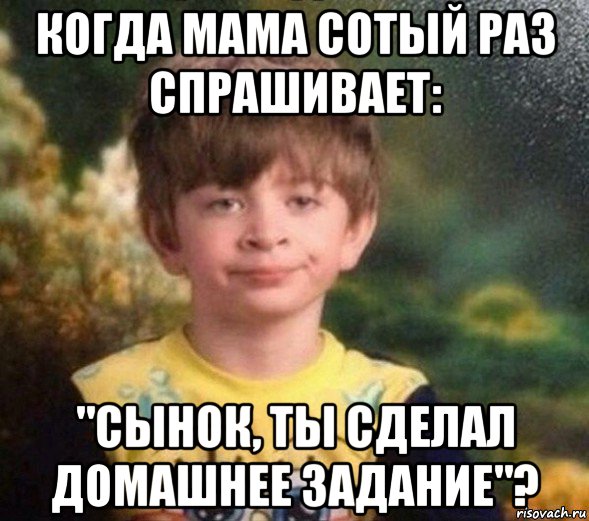 когда мама сотый раз спрашивает: "сынок, ты сделал домашнее задание"?, Мем Недовольный пацан